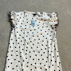 Ann Taylor polka dot ruffle sleeve too nwt